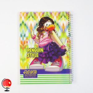 خرید دفتر نقاشی 80 برگ سیمی طرح پنگوئن استایل جلد طلقی آونگ