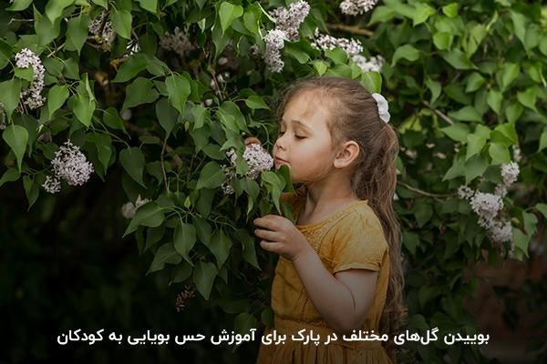 آموزش حس بویایی کودکان با تشخیص بوهای مختلف در پارک