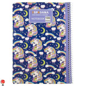 خرید و قیمت دفتر مشق 100 برگ سیمی طرح اسب تک شاخ اسپادانا