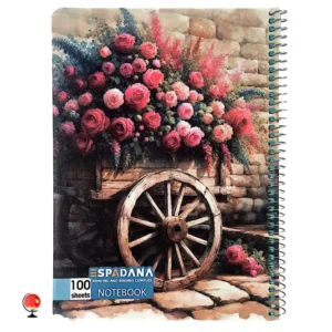 خرید و قیمت دفتر مشق 100 برگ سیمی طرح گل و گاری اسپادانا